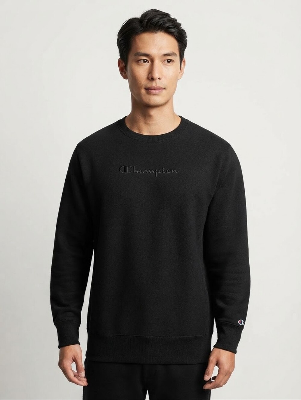 Champion Black Embroidered Logo Crewneck Sweatshirt NWT